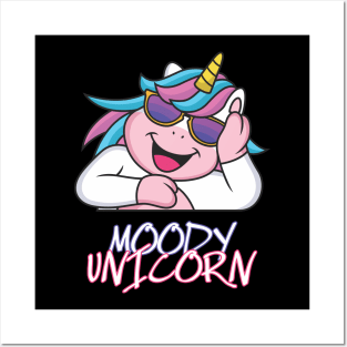 Moody unicorn - Cute little unicorn your kids would love! - Available in stickers, clothing, etc Posters and Art